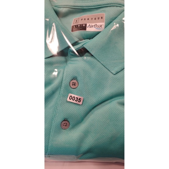 PGA TOUR‎ Airflux Men's Golf Polo Shirt Teal Green Size Large Breathable - Picture 2 of 9
